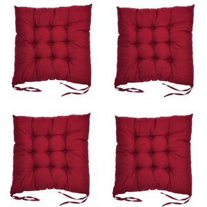 4-Pack Kitchen Patio Chair Seat Pads Cushions Wine
